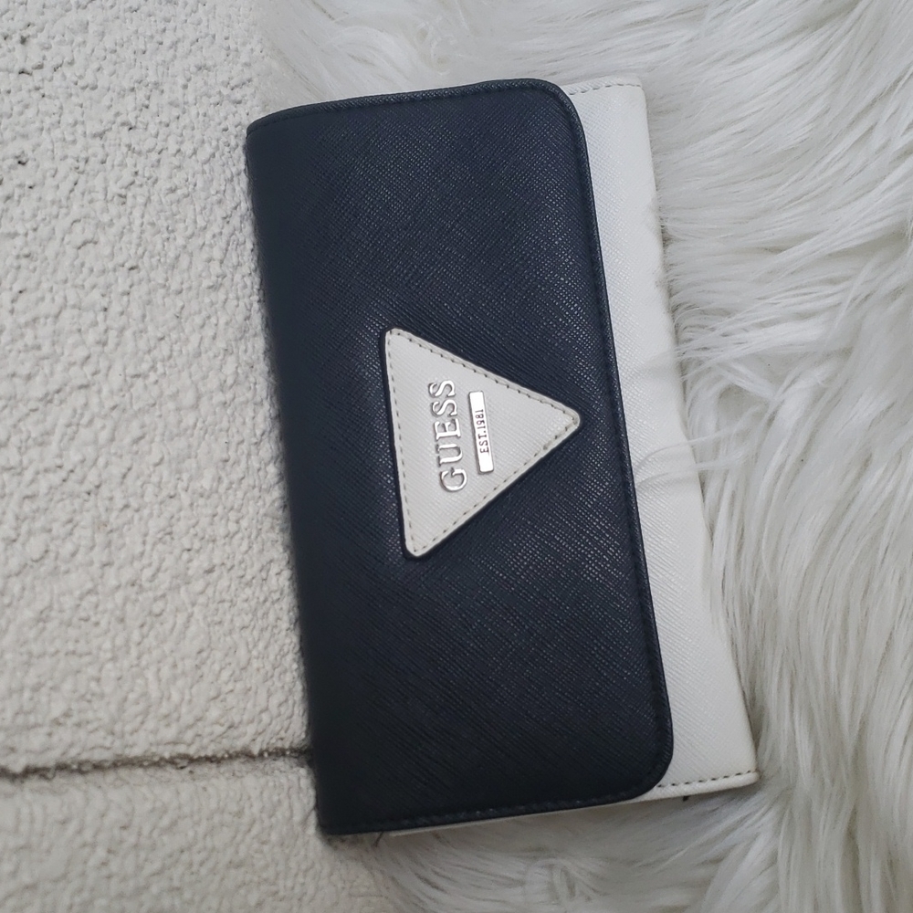 Guess Black White Leather Wallet